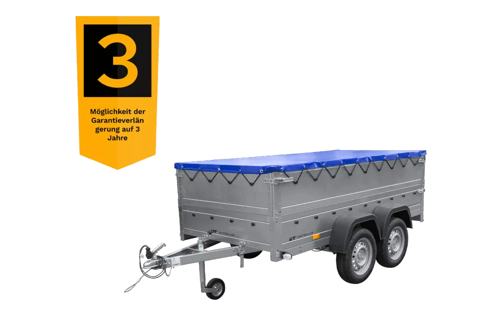 Tandemachser Anhänger GARDEN TRAILER 264/2 KIPP 264×125 | 750 kg | Bordwandaufsatz & Flachplane | UNITRAILER