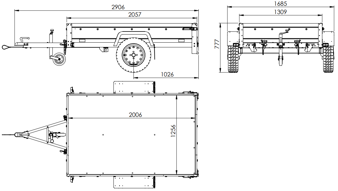 Pkw Anhänger mit Plane GARDEN TRAILER 201 KIPP 200×125 cm | 750 kg | kippbar | Hochplane | UNITRAILER - Imagen 2