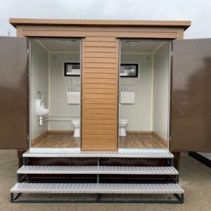 Contenedor sanitario doble con depósito de residuos.