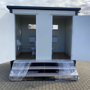 Contenedor sanitario doble con depósito de residuos blanco 3x2 metros