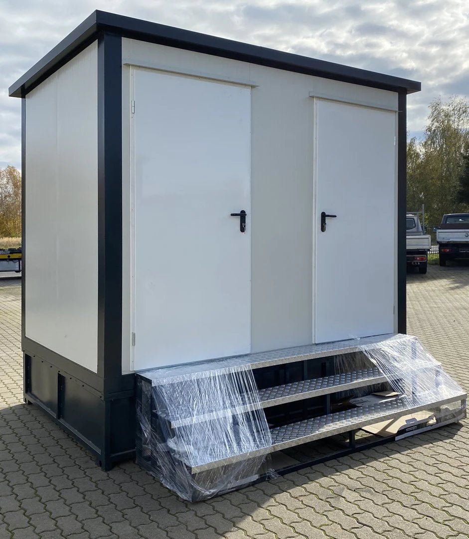 Contenedor sanitario doble con depósito de residuos blanco 3x2 metros - Imagen 2