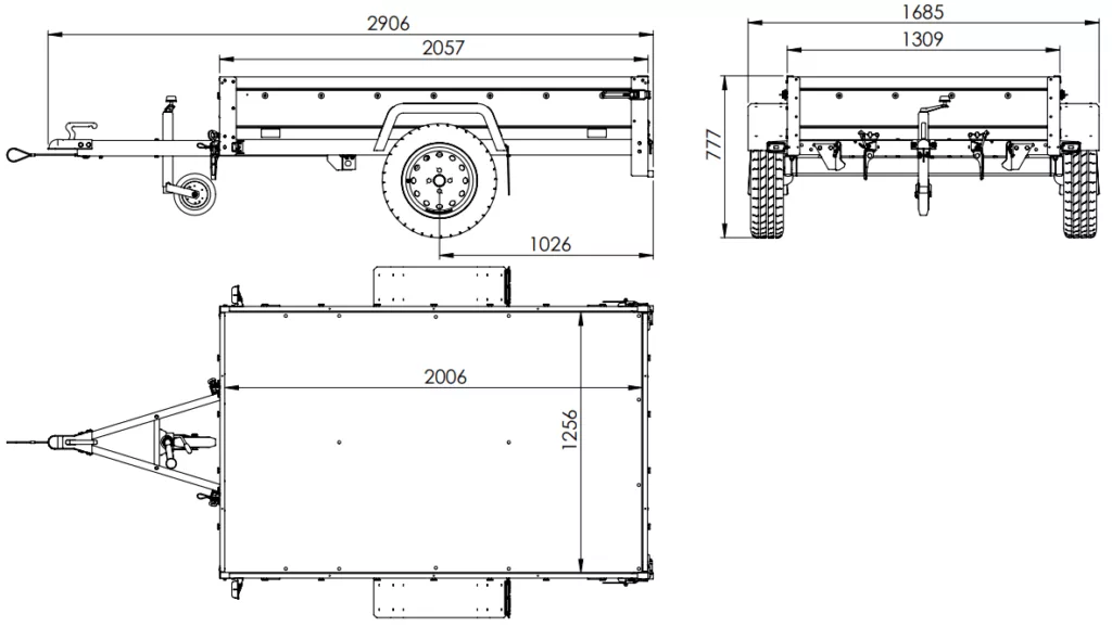 Pkw Anhänger kippbar Garden Trailer 201 KIPP 200×125 cm mit Flachplane & Stützrad | 750 kg | UNITRAILER - Imagen 10