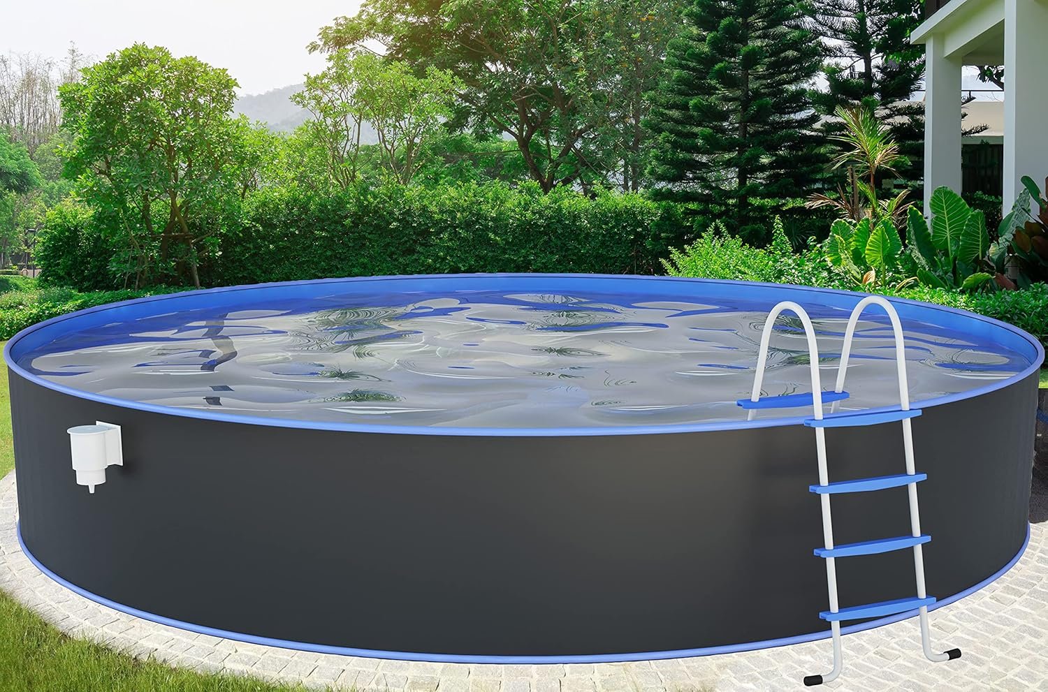 Piscina de Pared de Acero, 350 x 120 cm, Color Antracita