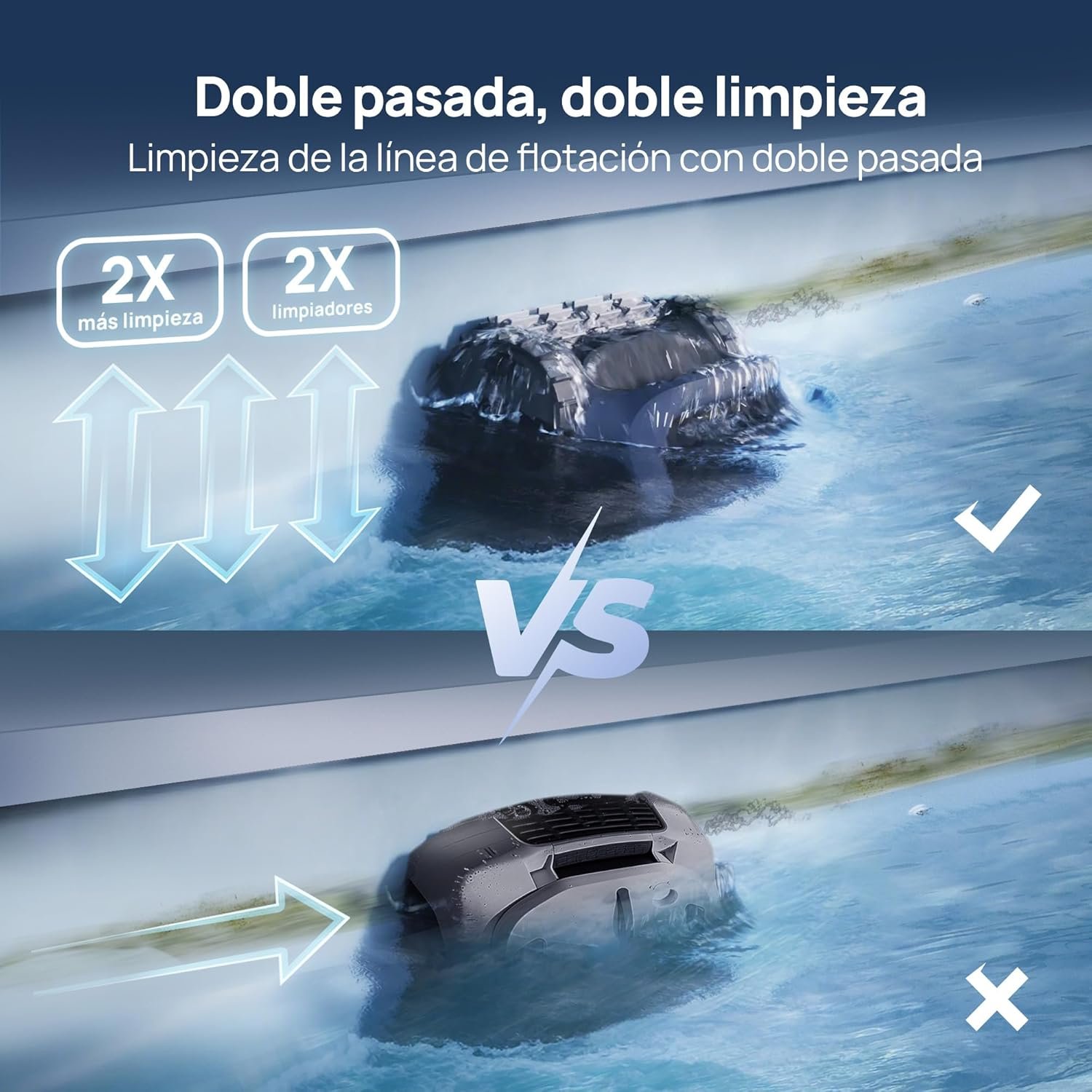 Robot Pool Vacuum Cleaner limpiafondos inalámbrico, Posicionamiento Inteligente - Imagen 9