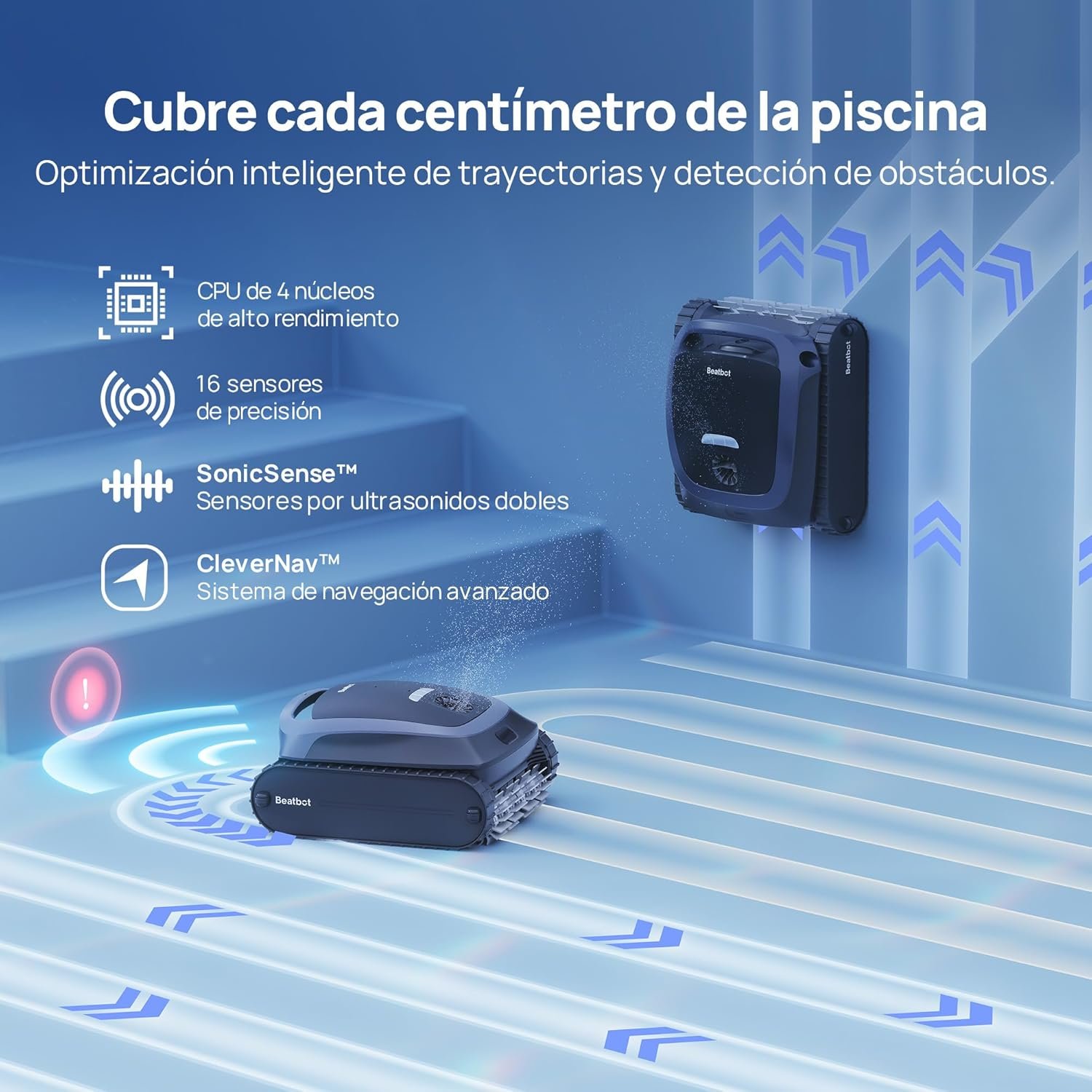 Robot Pool Vacuum Cleaner limpiafondos inalámbrico, Posicionamiento Inteligente - Imagen 7