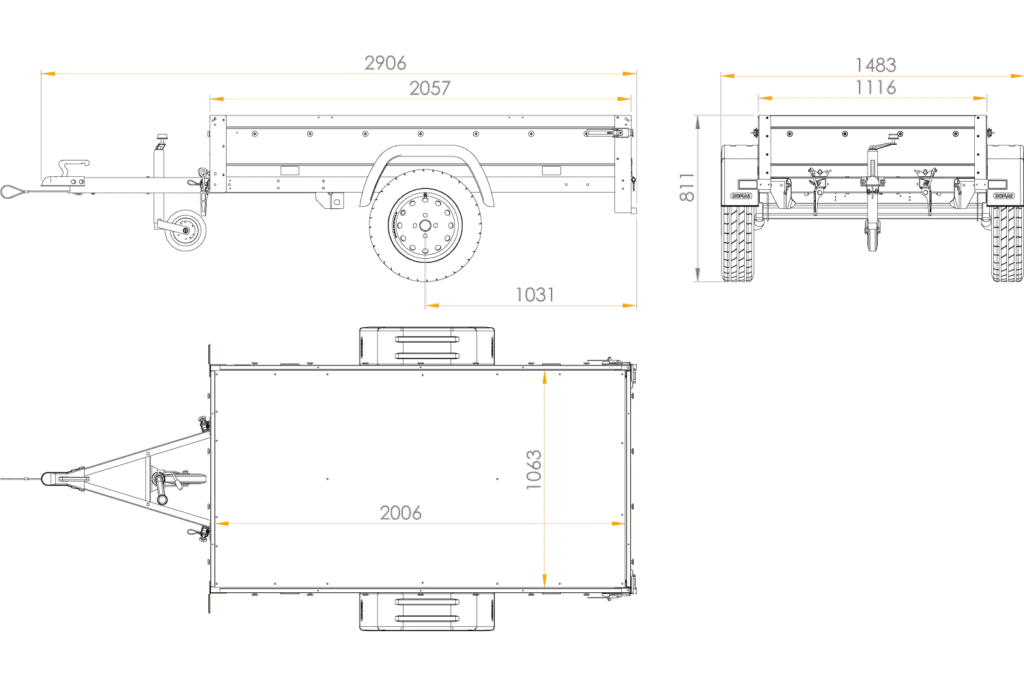 Gartenanhänger Garden Trailer 200 KIPP – 750 kg mit Stützrad, H-0-Rahmen & Plane - Imagen 4