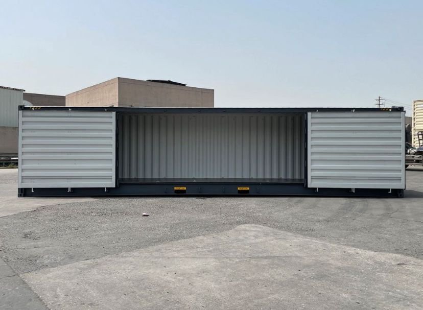 Contenedor marítimo 40 pies lateral abierto gris nuevo - Imagen 3