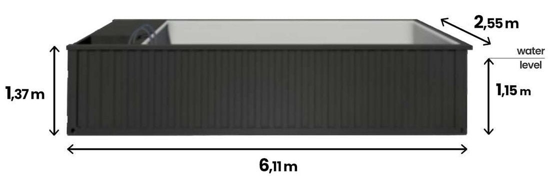 Piscina Contenedor 6,11 x 2,5m Lista para Usar con Techo, Pack Premium - Imagen 3