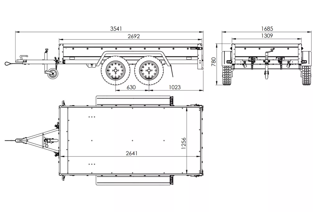 Tandemachser Anhänger GARDEN TRAILER 264/2 KIPP 264×125 | 750 kg | Bordwandaufsatz & Flachplane | UNITRAILER - Imagen 5