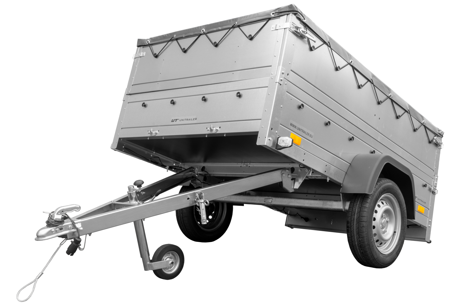 Kippbarer Pkw Anhänger GARDEN TRAILER 201 KIPP mit Bordwandaufsatz, Stützrad & Flachplane | 750 kg | UNITRAILER - Imagen 4