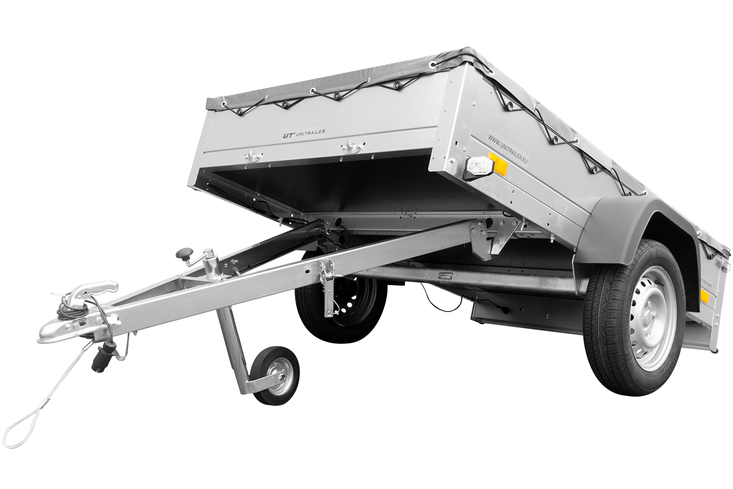 Pkw Anhänger kippbar Garden Trailer 201 KIPP 200×125 cm mit Flachplane & Stützrad | 750 kg | UNITRAILER - Imagen 4