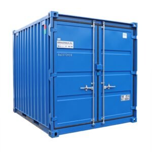 Gebrauchter 10 Fuß Materialcontainer mit Stahlboden – Staplergeeignet – Blau