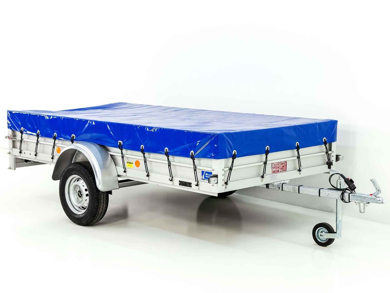 Koch PKW-Anhänger Typ U7 150×300 cm | 750 kg | Flachplane Profi blau | Alu-Tieflader