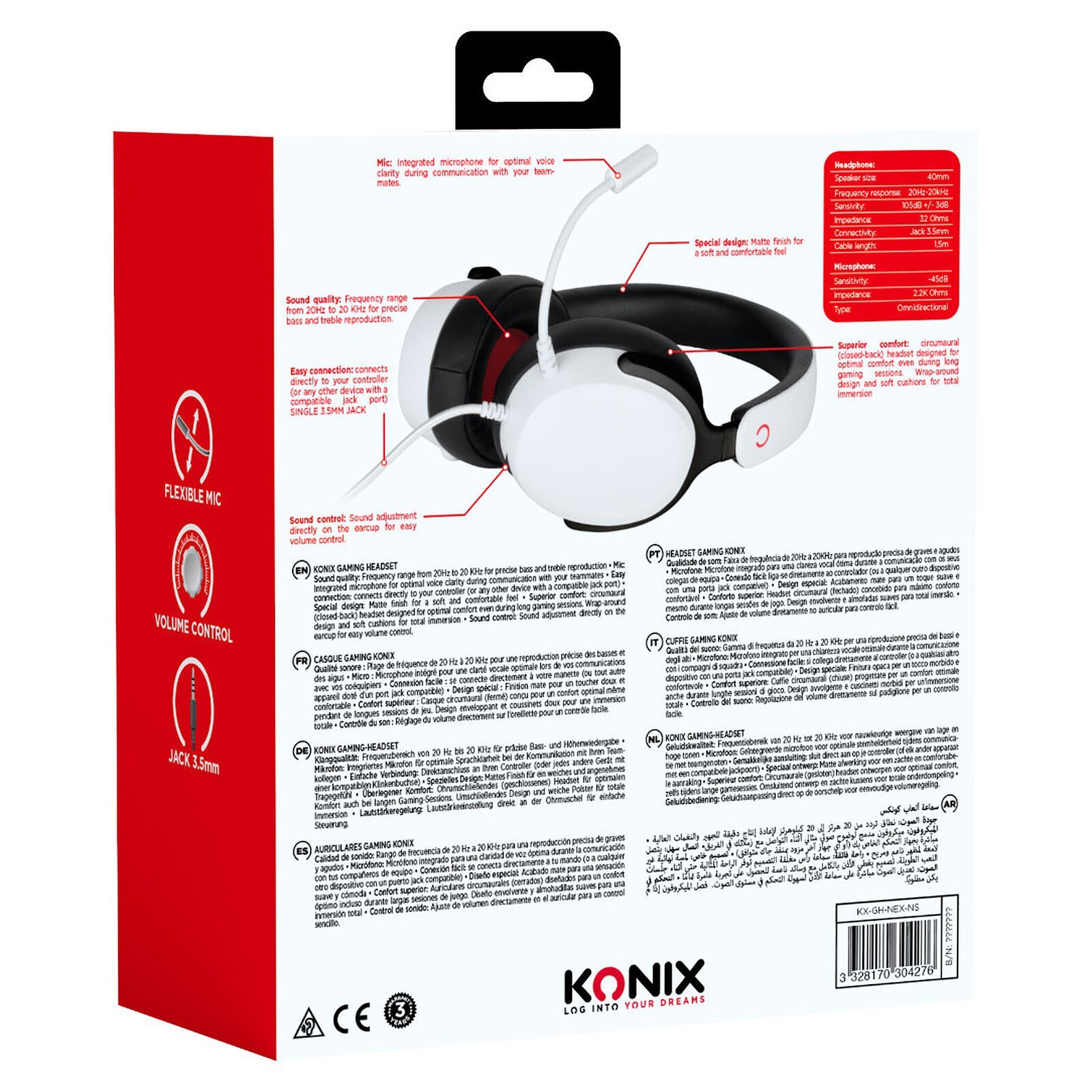 Auriculares Konix Nexus para Nintendo Switch con micrófono y jack 3,5 mm - Imagen 5