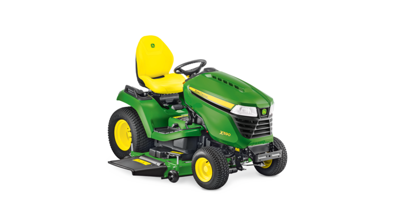 John Deere X590 Rasentraktor – 16,7 kW Kawasaki EFI Motor, K72 Hydrostatantrieb, 122–137 cm Schnittbreite